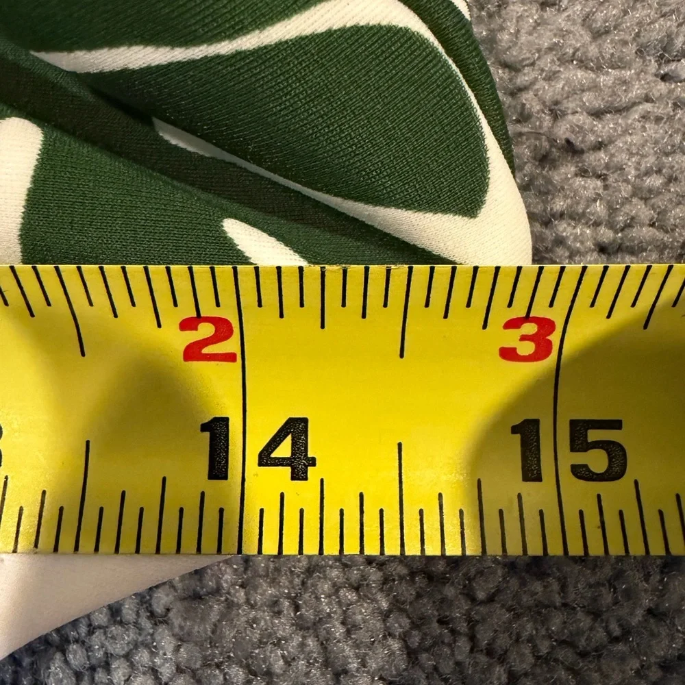 CUPSHE One Piece Swimsuit L White Green Tropical Leaf Cutout Ruffle NWT‎